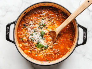 keto-lasgna-soup-with-shredded-cheese