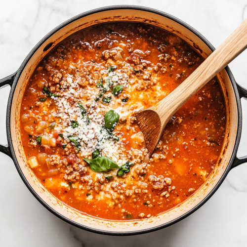 keto-lasgna-soup-with-shredded-cheese in a crockpot