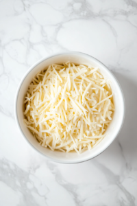 This image shows shredded cheese being generously sprinkled on top of the casserole, creating a golden, melty topping once baked.