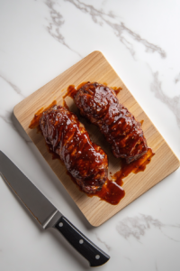 this image shows hand holding a meat thermometer checks the internal temperature of the pork tenderloin to ensure it is perfectly cooked.