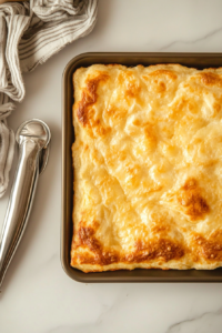 This image shows the cottage cheese flatbread baking in the oven, turning golden brown and firm as it cooks to perfection.