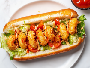 classic-poboy-sandwich-with-crispy-fried-shrimp-and-remoulade-sauce-on-a-white-plate