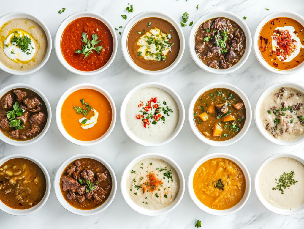 this image shows A collection of 15 easy keto crockpot recipes, including creamy butternut squash soup, flavorful Greek chicken, and spicy chicken cacciatore, perfect for quick and delicious low-carb meals.