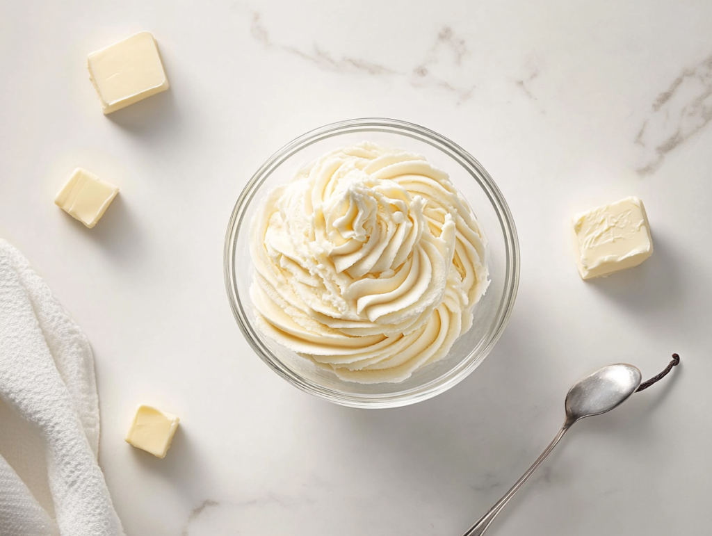 french-buttercream-in-a-glass-bowl-to-spread-on-desserts