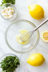 This image shows the lemon butter sauce being brushed over the shrimp and vegetable skewers to enhance their flavor before grilling.