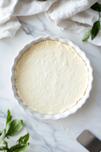 This image shows almond butter and other crust ingredients being blended in a bowl to create a smooth and cohesive mixture for the vegan pie crust.