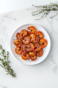 This image shows a beautifully plated dish of 15-minute Cajun shrimp, garnished and paired with rice or pasta for a satisfying and flavorful meal.