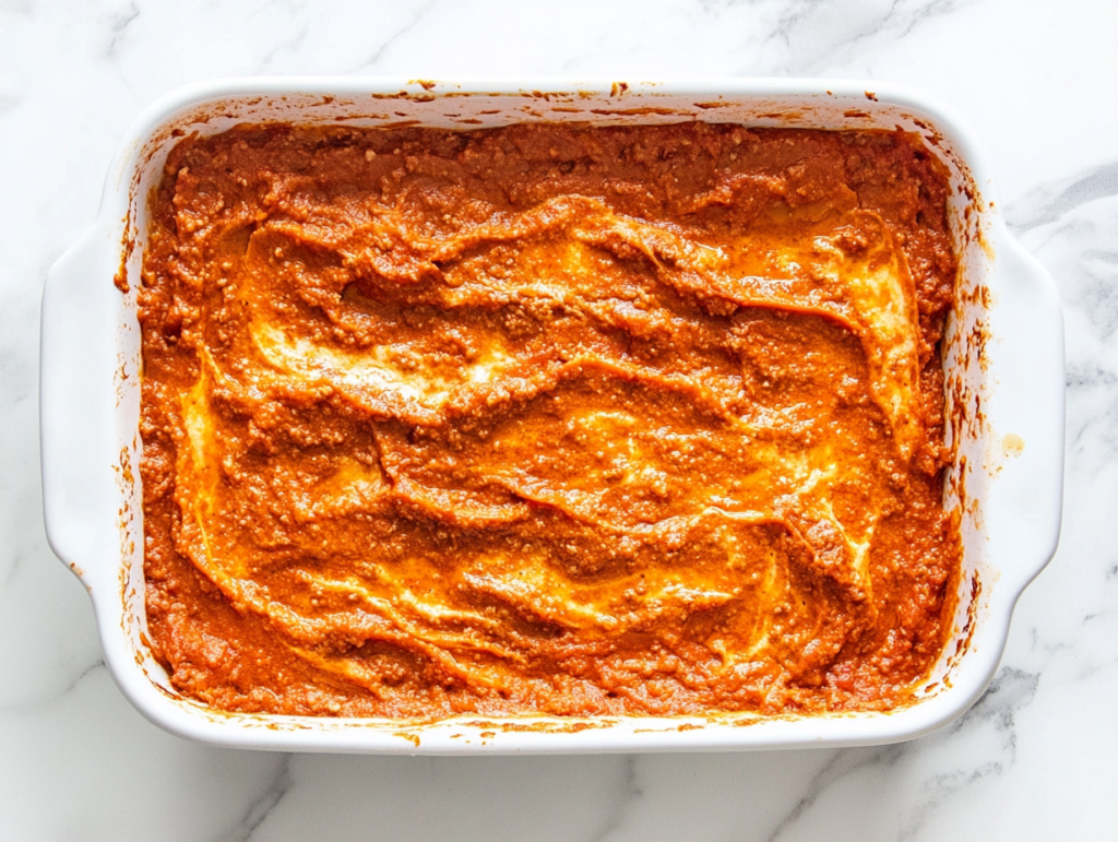 This image shows a beautifully baked vegan lasagna bolognese i