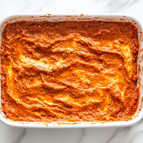 This image shows a beautifully baked vegan lasagna bolognese i