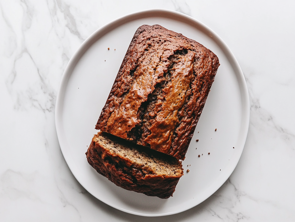 classic-banana-bread-with-golden-brown-crust-on-a-white-plate