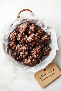 This image shows beautifully packaged peanut clusters, perfect for gifting or serving as a sweet, homemade treat.