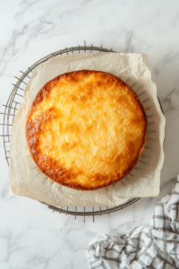 This image shows a beautifully baked round loaf of bread cooling on a wire rack, allowing the crust to set before slicing.