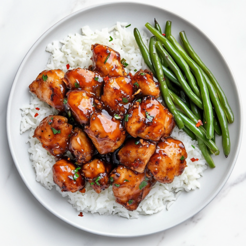 This image shows tender jerk chicken pieces with a smoky, flavorful crust, served alongside fluffy rice and garnished with fresh cilantro.