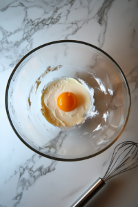 This image shows eggs being added one at a time to the creamed butter and sugar mixture, ensuring proper incorporation for a smooth batter.