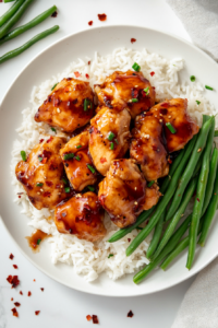 This image shows a spoon pouring thickened jerk sauce over the plated chicken, ensuring every bite is packed with bold flavor.