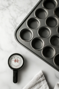 This image shows an oven being preheated to the right temperature, ensuring even baking for the cornbread poppers.