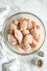 This image shows raw chicken being patted dry and seasoned, ensuring it absorbs maximum flavor before cooking.