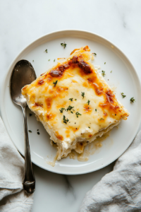 This image shows a portion of the Crockpot Hashbrown Casserole on a plate, ready to eat, showcasing its cheesy, golden layers and perfect texture.