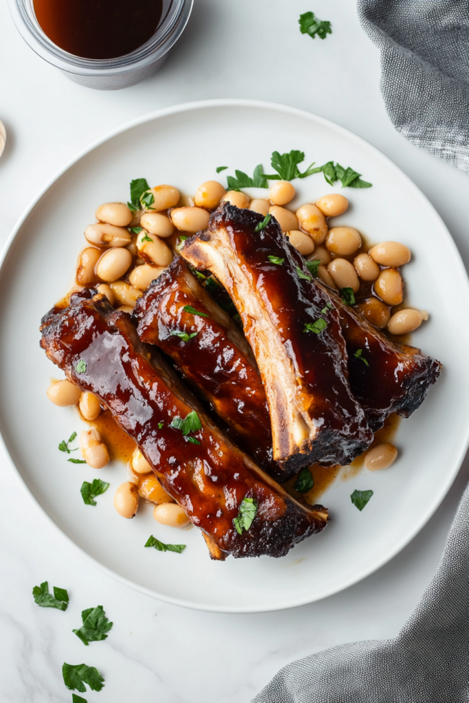 slow-cooker-glazed-pork-ribs-with-white-beans