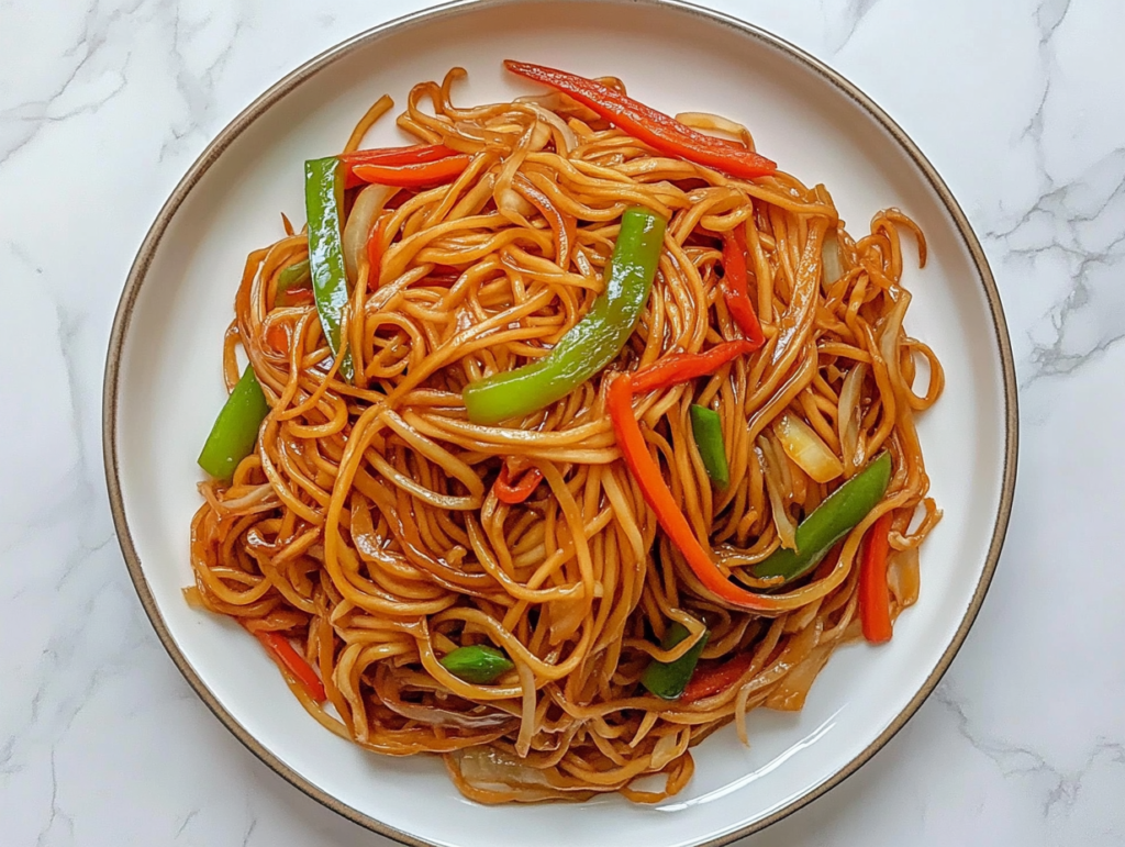 vegetable-chow-mein-in-a-white-round-plate