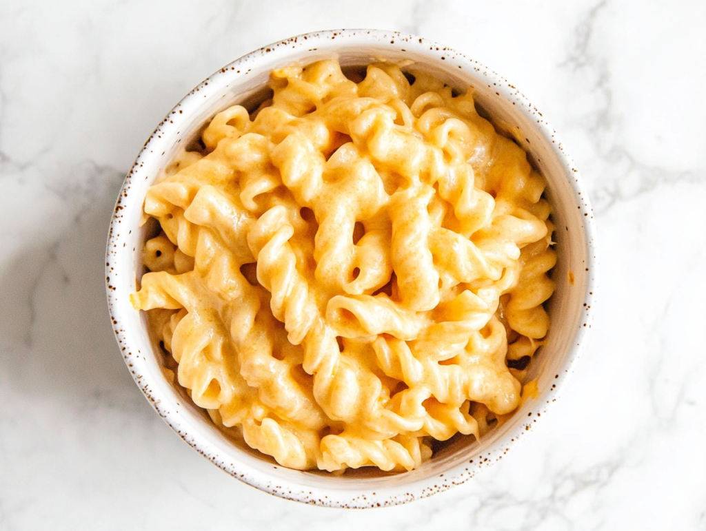 boston-market-mac-and-cheese-served-in-a-white-round-bowl-coated-in-creamy-melted-cheese