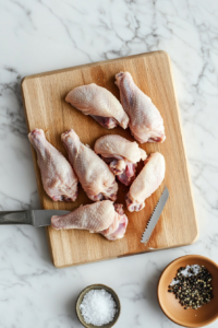 fresh-chicken-wings-being-cut-into-drumettes-and-flats-on-a-wooden-cutting-board-2