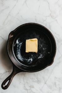 greasing-the-cast-iron-skillet-for-irish-soda-bread-preparation