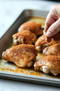 This image showcases a small bowl filled with a blend of lemon zest, cracked black pepper, salt, and other seasonings, ready to be applied to the chicken.