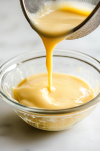 pouring-custard-mixture-through-a-fine-mesh-strainer-for-an-ultra-smooth-flan-texture