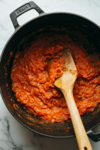 simmering-cashew-tomato-puree-to-develop-a-rich-and-velvety-chicken-gravy-base