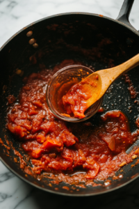 adding-tomato-puree-to-spiced-onion-mixture