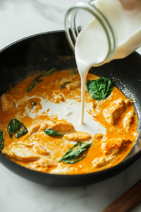 stirring-coconut-milk-into-kerala-fish-curry-in-black-skillet